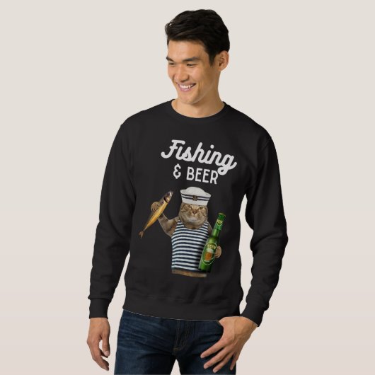 Sweatshirt Fishing & Beer  Cat (Devant entier)