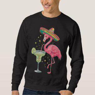 Sweatshirt Flamant qui boit une Margarita Drôle de Poncho Mex
