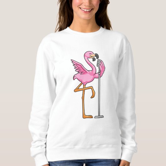 Sweatshirt Flamant rose à Chanter avec microphone (Devant)