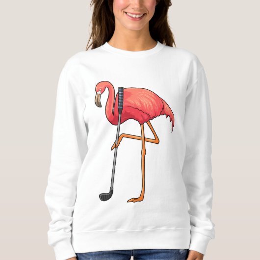 Sweatshirt Flamant rose à Golf avec Golf Club (Devant)