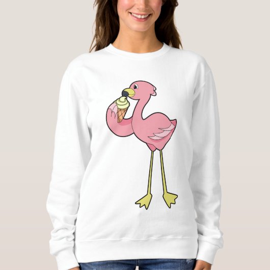 Sweatshirt Flamant rose à la crème glacée gaufre (Devant)