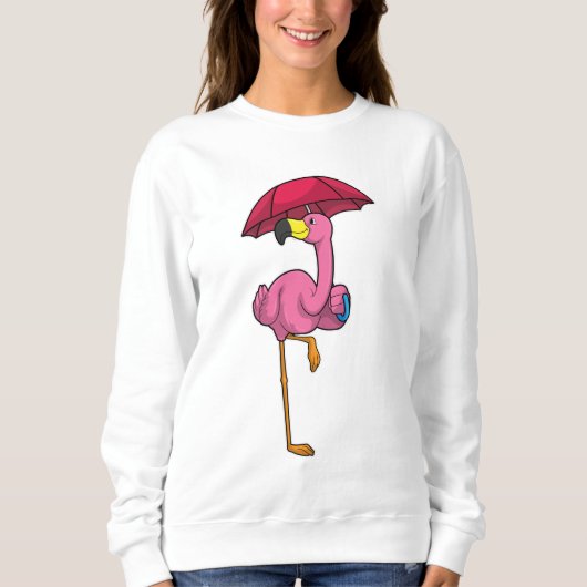 Sweatshirt Flamant rose à la pluie avec parapluie (Devant)