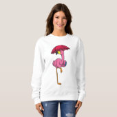 Sweatshirt Flamant rose à la pluie avec parapluie (Devant entier)