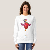 Sweatshirt Flamant rose aux fraises (Devant entier)