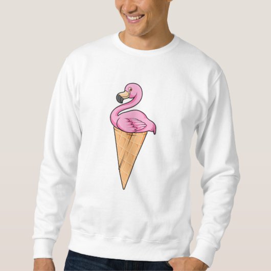 Sweatshirt Flamant rose avec gaufre de glace (Devant)