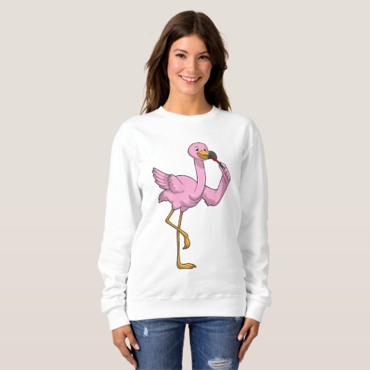 Sweatshirt Flamant rose avec Lipstick (Devant entier)