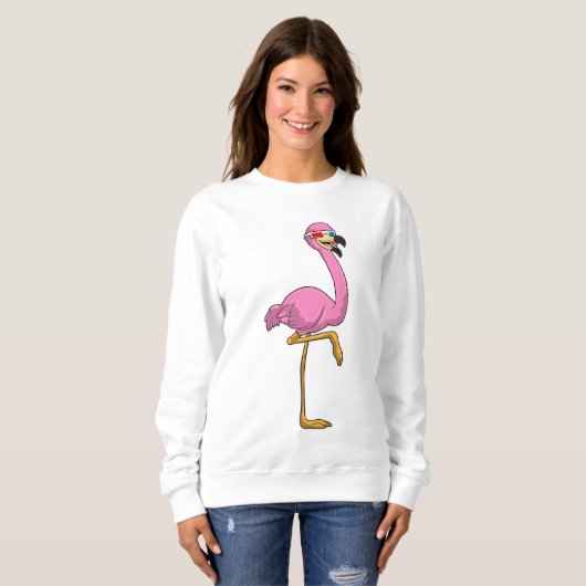 Sweatshirt Flamant rose avec lunettes (Devant entier)