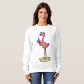 Sweatshirt Flamant rose avec Lunettes de soleil & Casquette (Devant entier)