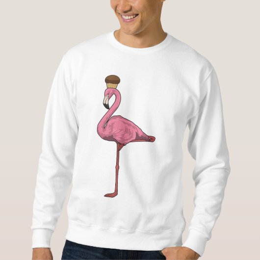 Sweatshirt Flamant rose avec muffin (Devant)