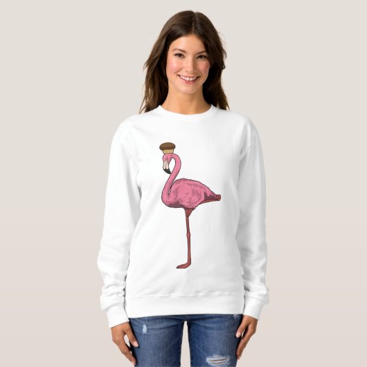 Sweatshirt Flamant rose avec muffin (Devant entier)