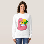 Sweatshirt Flamant rose avec piscine (Devant entier)