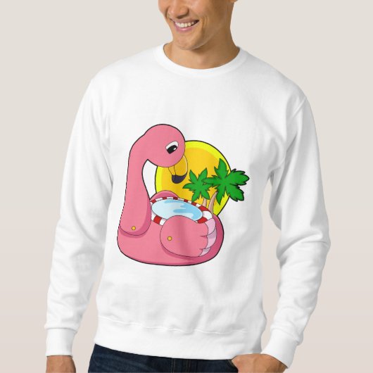 Sweatshirt Flamant rose avec piscine (Devant)