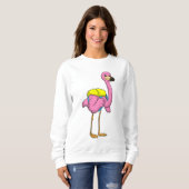 Sweatshirt Flamant rose comme élèves avec sac scolaire (Devant entier)