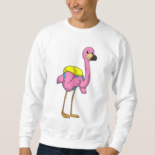 Sweatshirt Flamant rose comme élèves avec sac scolaire (Devant)