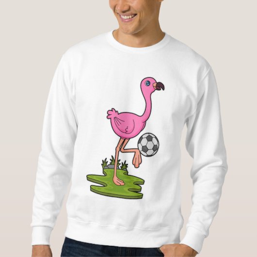Sweatshirt Flamant rose comme joueur de football avec Soccer (Devant)