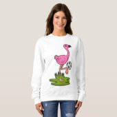 Sweatshirt Flamant rose comme joueur de football avec Soccer (Devant entier)