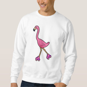 Sweatshirt Flamant rose comme Patineur avec Roller Patins
