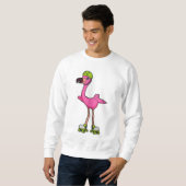 Sweatshirt Flamant rose comme Patineur avec Roller Patins & C (Devant entier)