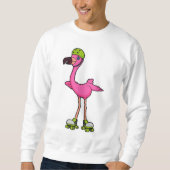 Sweatshirt Flamant rose comme Patineur avec Roller Patins & C (Devant)
