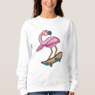Sweatshirt Flamant rose comme Patineur avec Skateboard