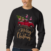 Sweatshirt Flamant rose Conduite Arbre de Noël Flamant rose C (Devant)