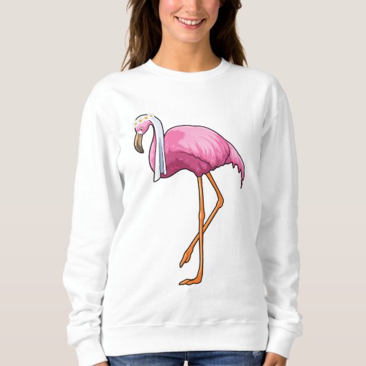 Sweatshirt Flamant rose de mariée avec voile (Devant)