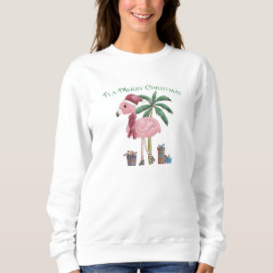Sweatshirt Flamant rose de Noël tropical