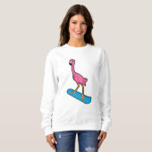 Sweatshirt Flamant rose en Snowboard avec Snowbaord (Devant entier)