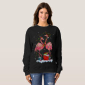 Sweatshirt Flamant rose Lumières Arbre De Noël Correspondant (Devant entier)