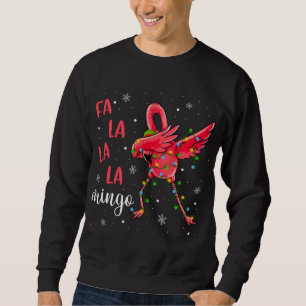 Sweatshirt Flamant rose lumières de Noël Funny Noël Santa Hat