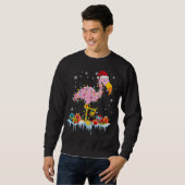 Sweatshirt Flamant rose Noël Arbre Lumières X Mas Ornament Dé (Devant entier)