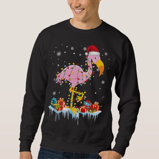 Sweatshirt Flamant rose Noël Arbre Lumières X Mas Ornament Dé (Devant)