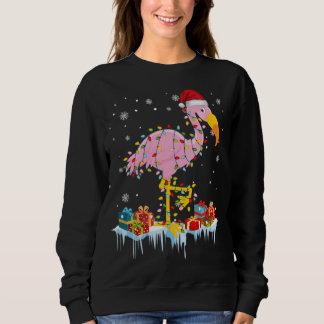 Sweatshirt Flamant rose Noël Arbre Lumières X Mas Ornament Dé