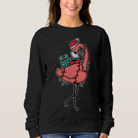 Sweatshirt Flamant rose Porter Masque Visage Feux de Noël Coo (Devant)