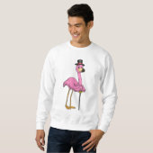 Sweatshirt Flamant rose retraité avec canne (Devant entier)