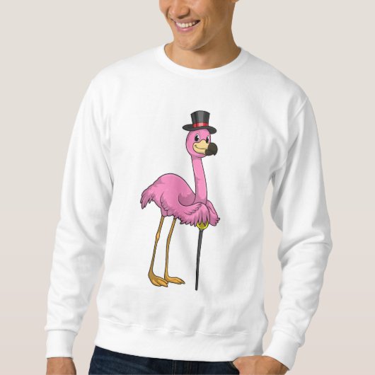 Sweatshirt Flamant rose retraité avec canne (Devant)