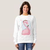 Sweatshirt Flamant rose rose à Santa Hat (Devant entier)