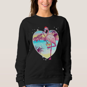 Sweatshirt Flamant rose Rose À Santa Hat Hawaiian Noël À Ju