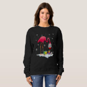 Sweatshirt Flamant rose Rose Boire Du Vin À Noël Noël (Devant entier)