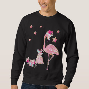 Sweatshirt Flamant rose Santa Clause Christmas Hawaiian