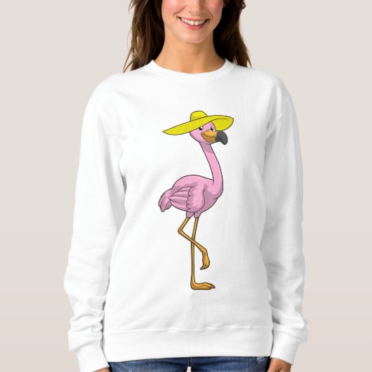 Sweatshirt Flamant rose sur la plage avec Casquette (Devant)