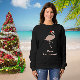 Sweatshirt Flamant rose Tropical Mele Kalikimaka Père Noël