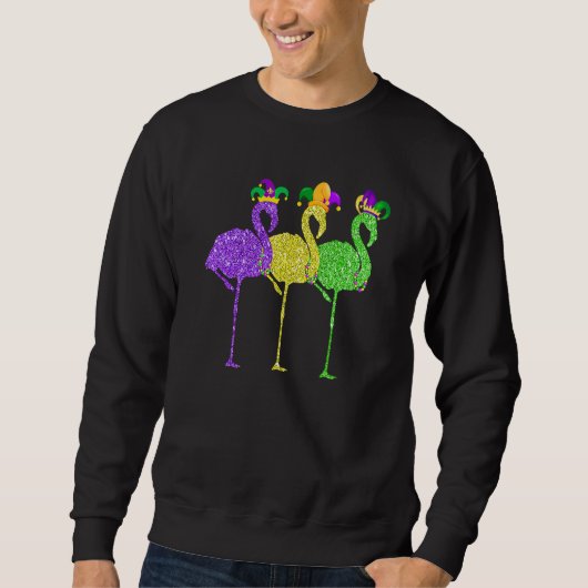 Sweatshirt Flamant rose Vintage Mardi Gras (Devant)