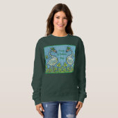 SWEATSHIRT FLAMANTS ROSES POLKA DOT VERT, FUNNY ST. JOUR DE P (Devant entier)