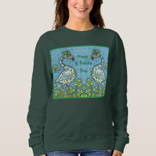 SWEATSHIRT FLAMANTS ROSES POLKA DOT VERT, FUNNY ST. JOUR DE P