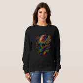 Sweatshirt Flaming Alien Skull Out Of This World Neon EDM Fes (Devant entier)
