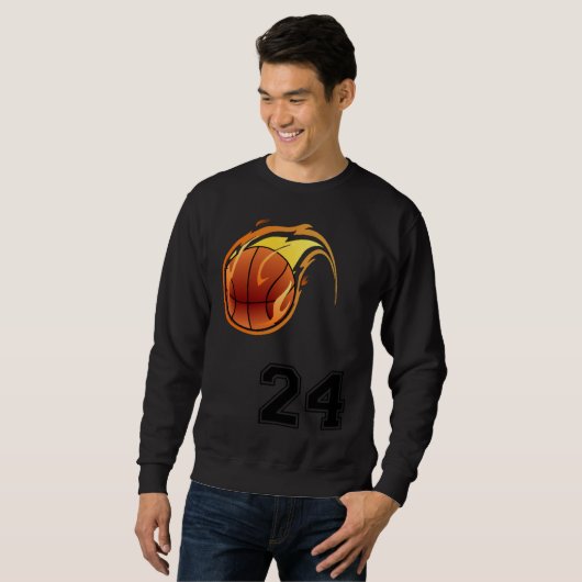 Sweatshirt Flaming Basketball with Number 24 on the Front and (Devant entier)