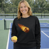 Sweatshirt Flaming Fiery Golden Pickleball Black Pickler Life