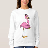 Sweatshirt Flamingo as Pensioner with Walking stick (Devant)