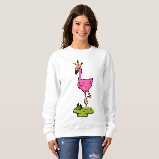 Sweatshirt Flamingo as Princess with Crown (Devant entier)